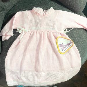 Size 6 month girls Pink and White Dress made in Portugal NWT